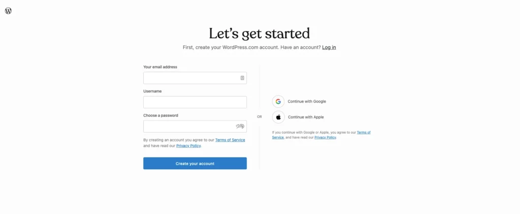 Create your WordPress.com account