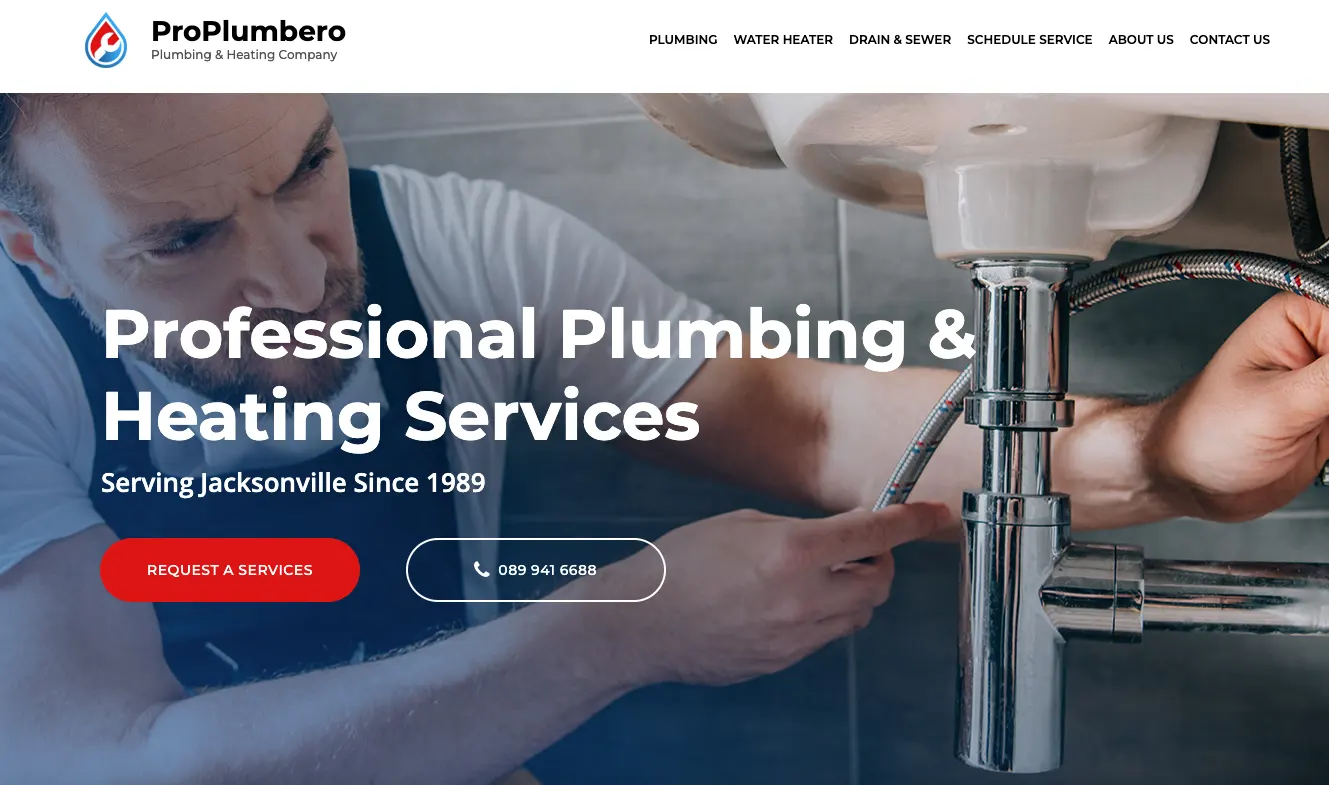 Custom styled website for plumbers