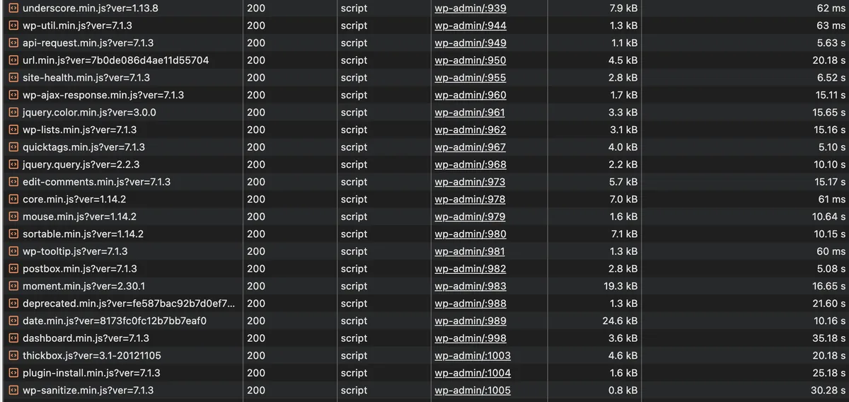 Chrome Network tab showing the 5-second steps